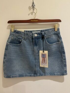 Sparkly Light Blue Denim Mini Skirt